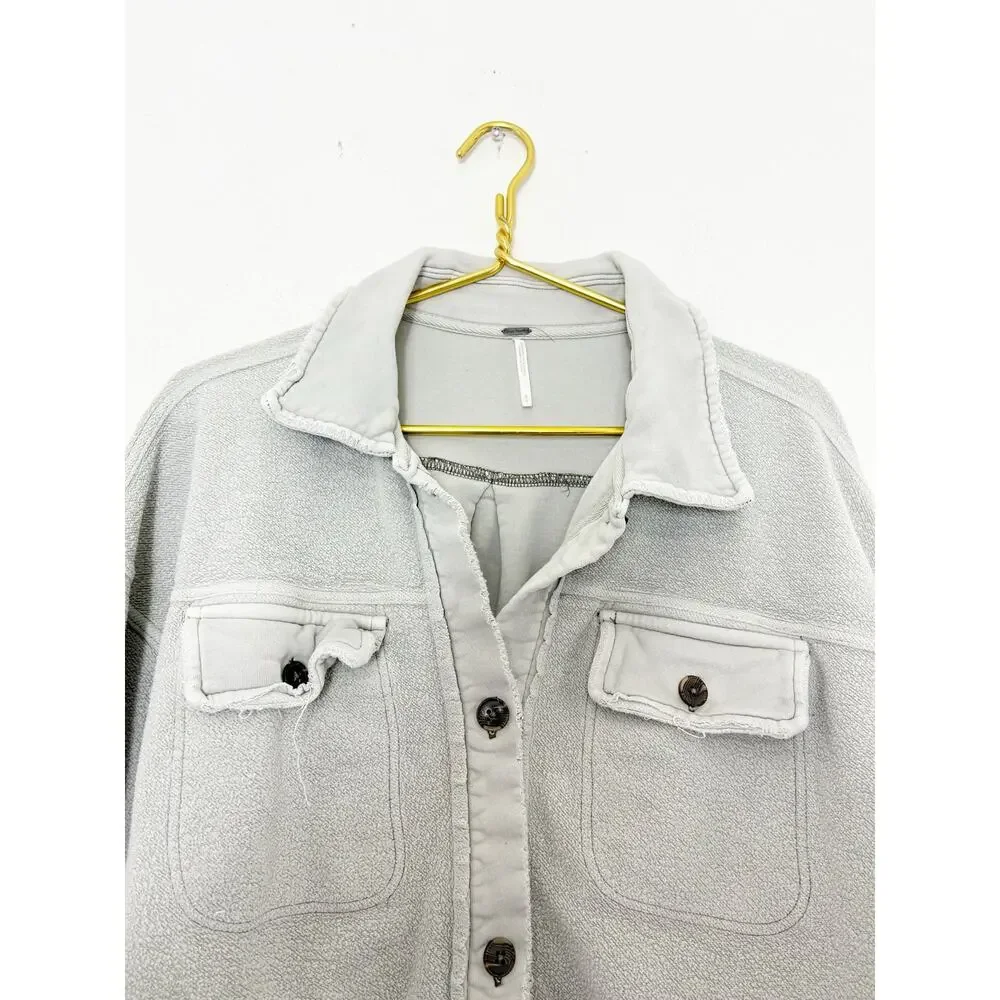 Free People Ruby Jacket in Stone Size Small Oversized Boho Shacket